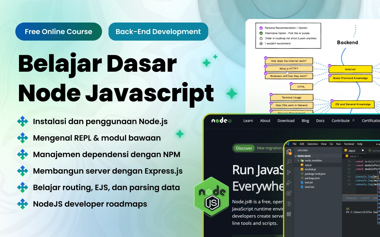 Kelas Node JavaScript Dasar di BuildWithAngga